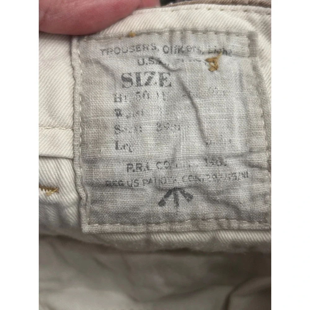 Polo Ralph Lauren Men Khaki Chino Trousers Button Fly Tan‎ Cotton Pants 36X32